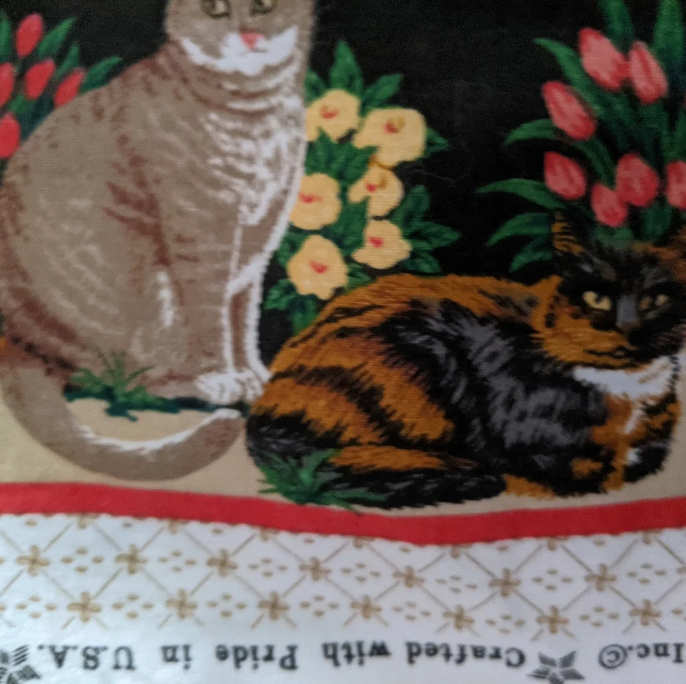 Vintage Cat Panels Quilt top, pieced, ready for quilting, lap size 43
